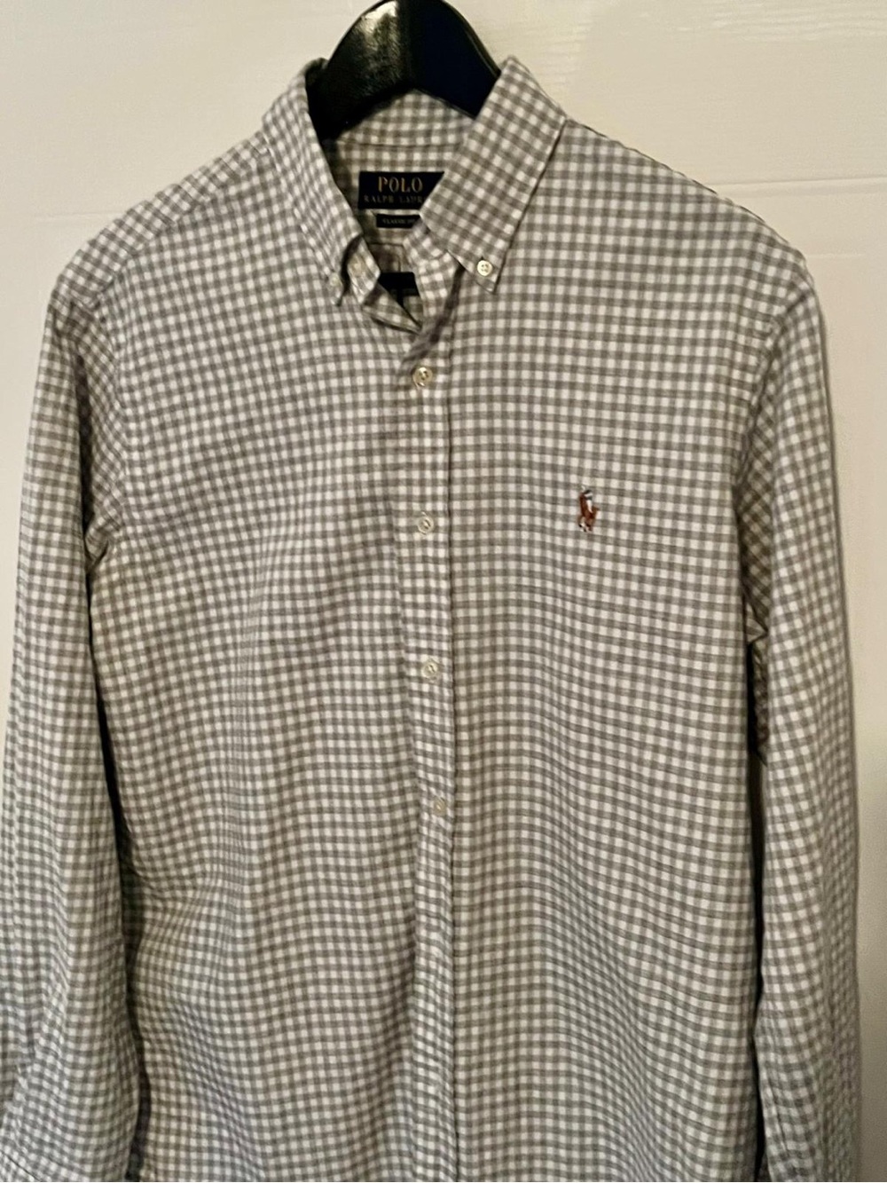 Polo by Ralph Lauren Gray Gingham Button-Down Shirt with Pony Logo